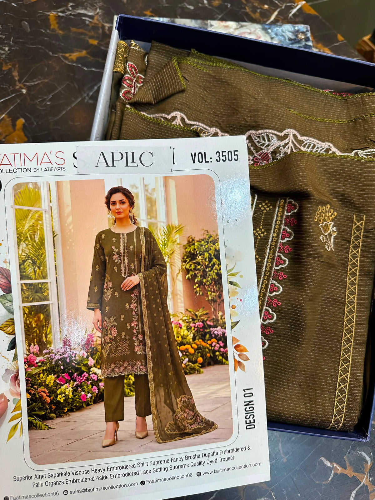 Olive Green Embroidered Brosha 3-Piece